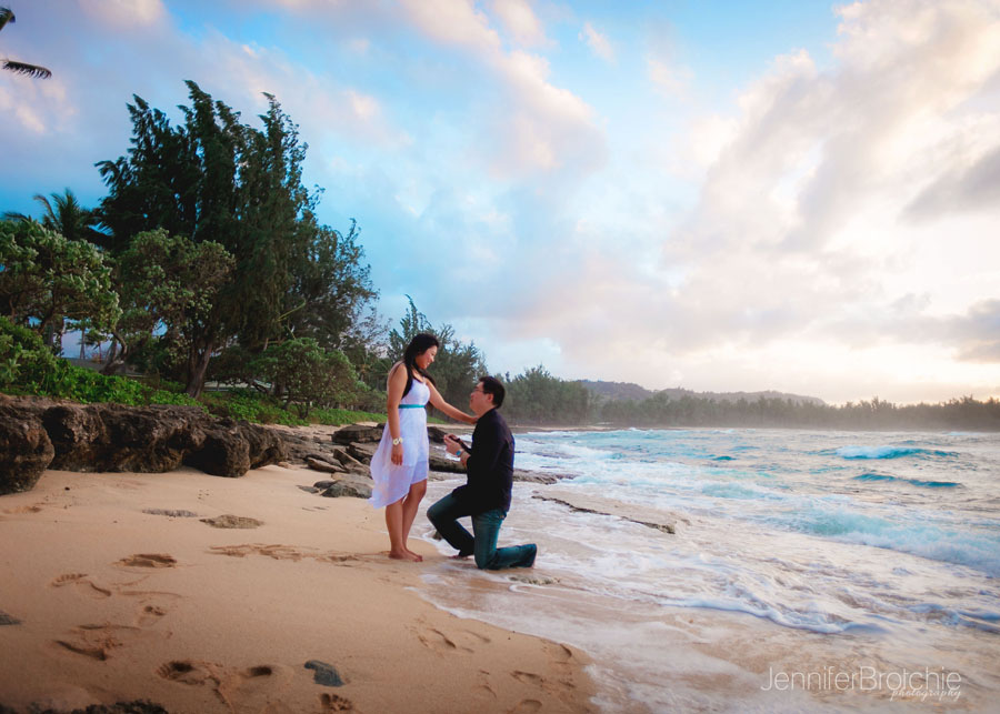 Oahu Engagement Surprise Proposal Turtle Bay Resort Sunset North